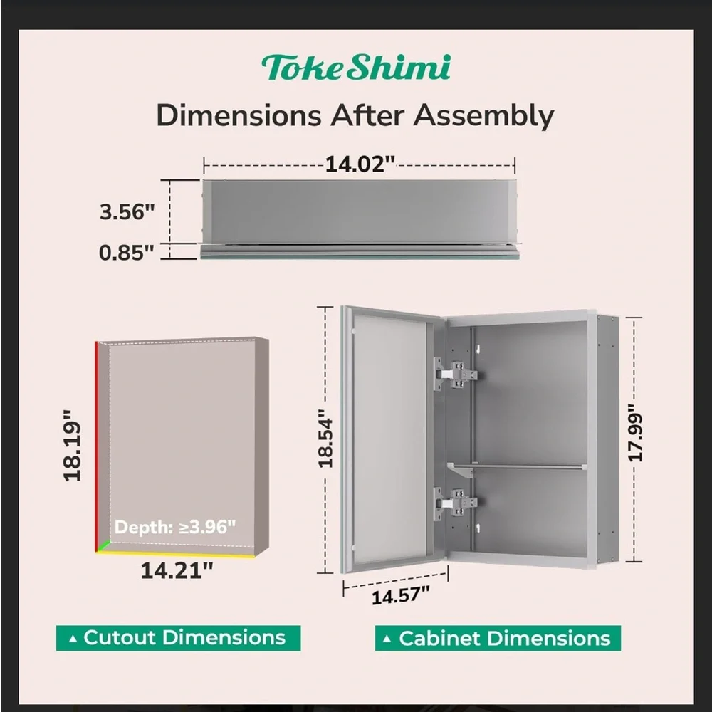 TokeShimi HD Tempered Mirror Medicine Cabinet